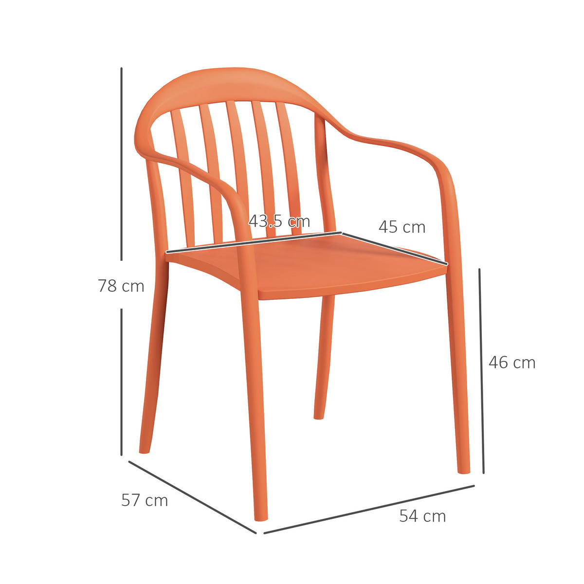 GARTENSTUHL 4er Set aus Kunststoff Rot - Rot, Kunststoff (54/78/57cm) - Outsunny