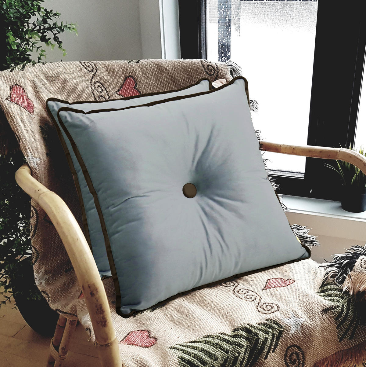 DEKOKISSEN Quadratische Samt 50*50cm - Grau, Textil (50/50cm) - Vercart