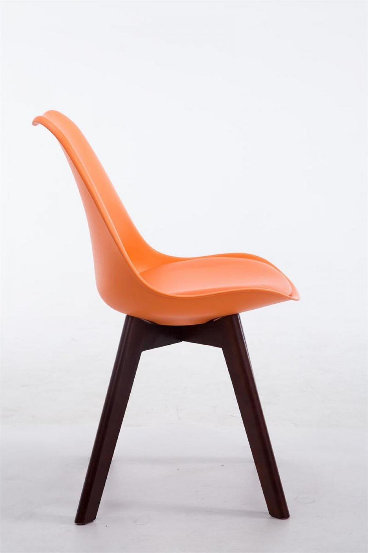 STUHL Lederlook orange - Walnussfarben/Orange, Holz/Textil (48/84/41.5cm) - CLP