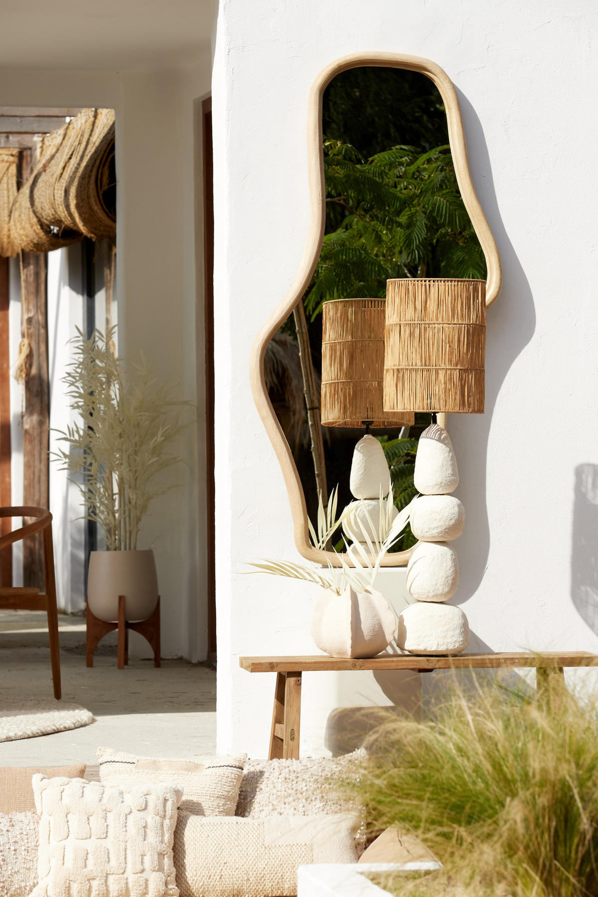 LAMPENFUSS Marree Braun Ø22/72 cm - Beige, Papier (22/22/72cm) - Light & Living