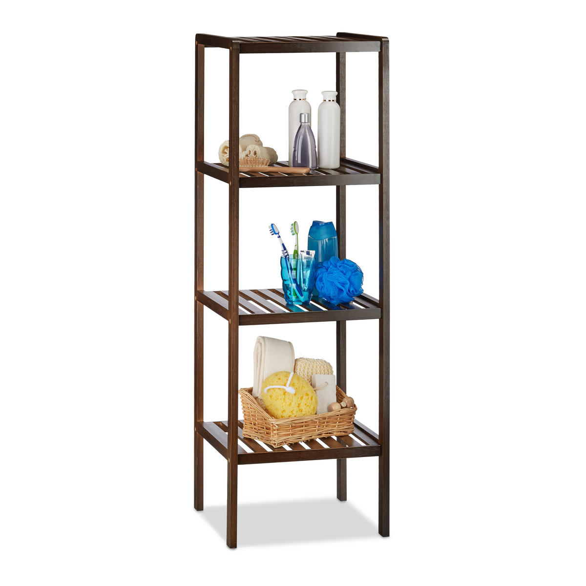 BADREGAL - Dunkelbraun, Holz (34.5/110/33cm) - Relaxdays