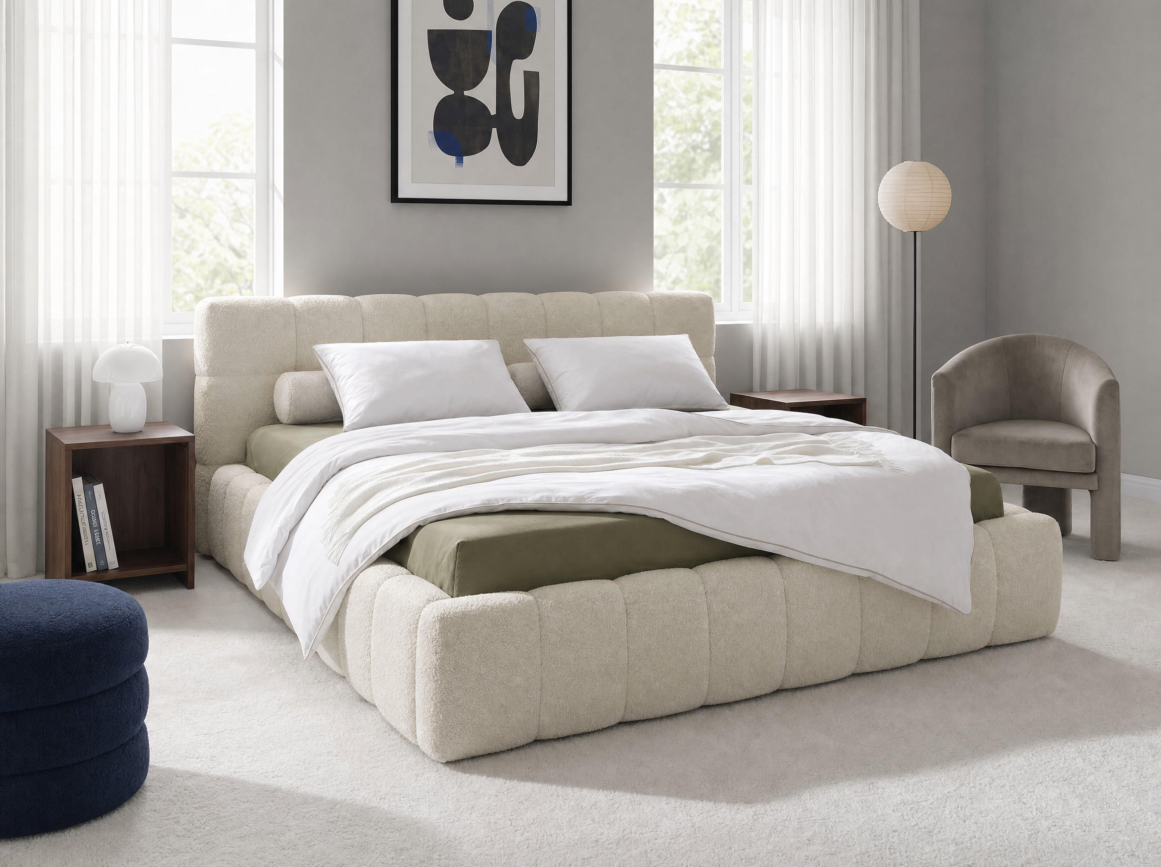POLSTERBETT Celestia Hellbeige 180/200 cm Boucle mit Bettkasten - Beige, Textil/Metall (180/200cm) - wonello