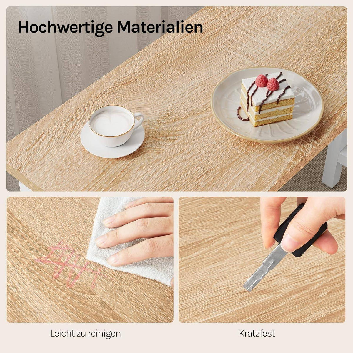 BARTISCH, Metallgestell, Tischplatte aus MDF, 120x100x40cm - Hellbraun/Weiß, Holzwerkstoff/Metall (40/120/100cm) - Woltu