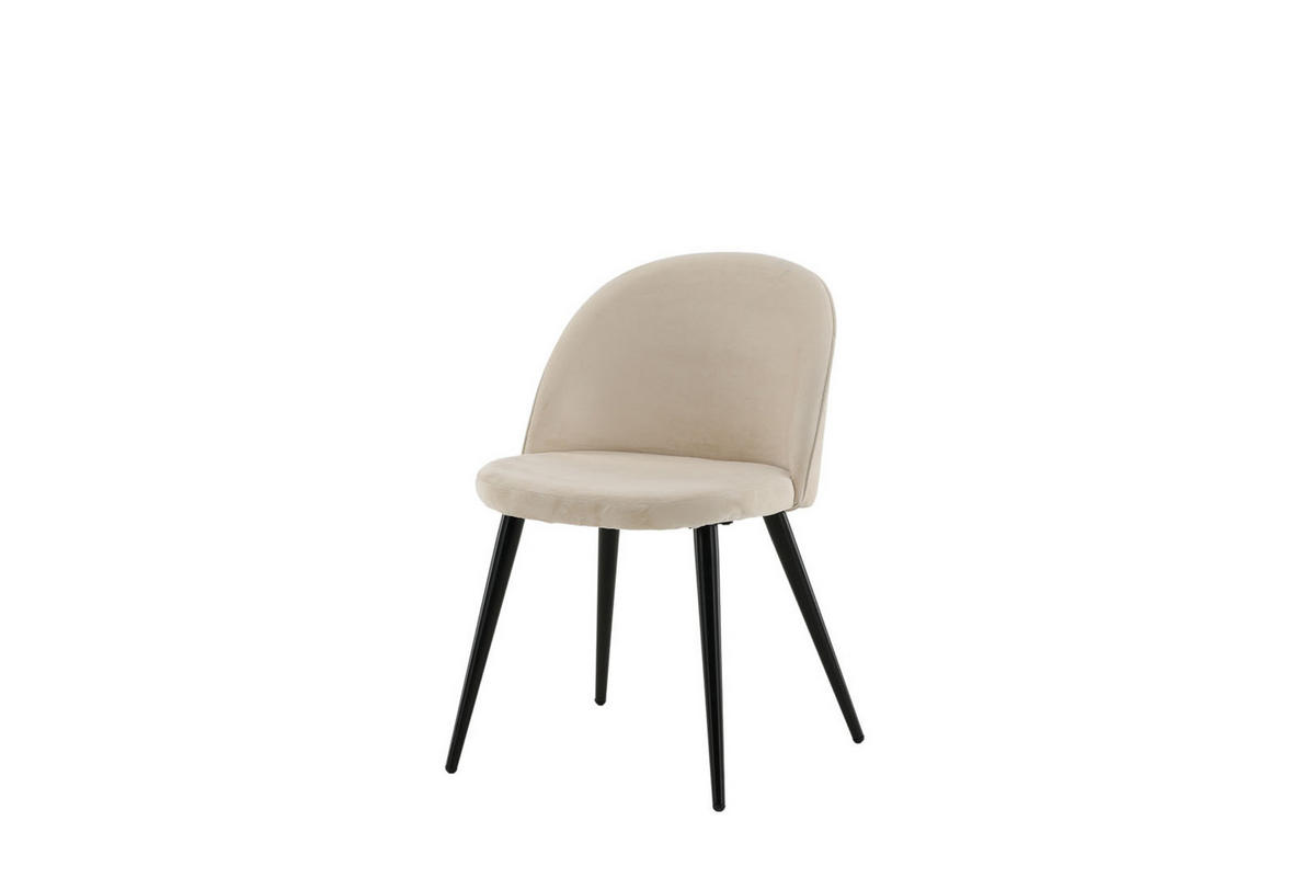 STUHL 2er-Set velours beige, schwarz - Beige, Holzwerkstoff (50/77/57cm) - ebuy24