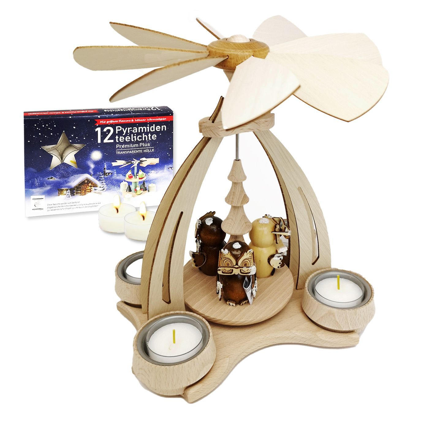 TISCH-PYRAMIDE Eulenwald 14/18/24 cm - Multicolor, Holz (0.1/24/0.1cm) - Dekoteam24