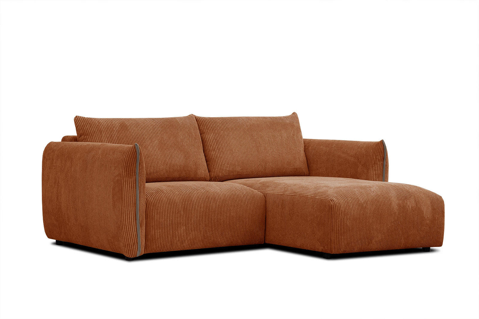 ECKSOFA TAUER 3-Sitzer, orange - Schwarz/Orange, Holzwerkstoff/Kunststoff (206/173cm) - Courtois Laville