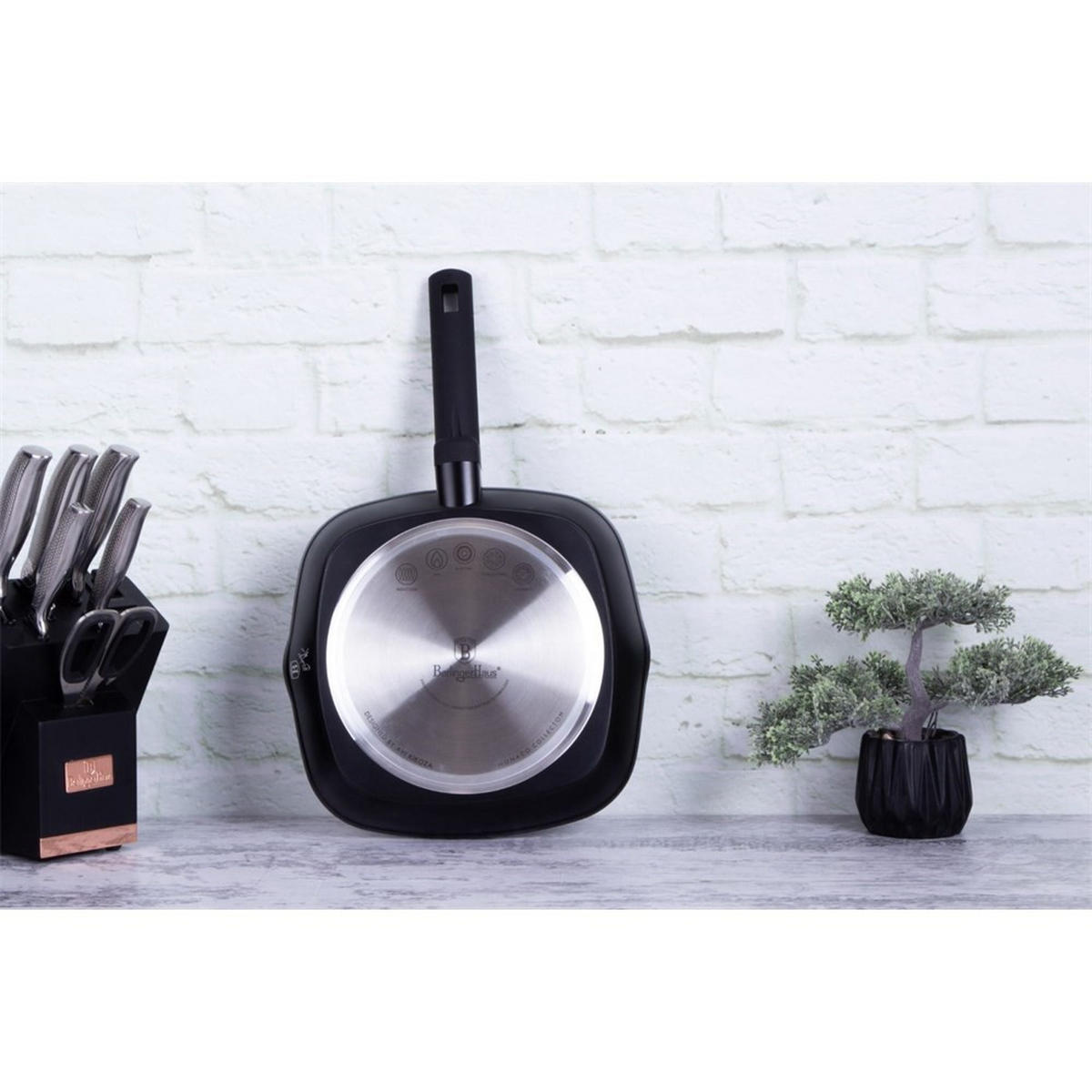 GRILLPFANNE Schwarz 28/28/4.1 cm BH7092 - Schwarz, Kunststoff (28cm) - Berlinger Haus