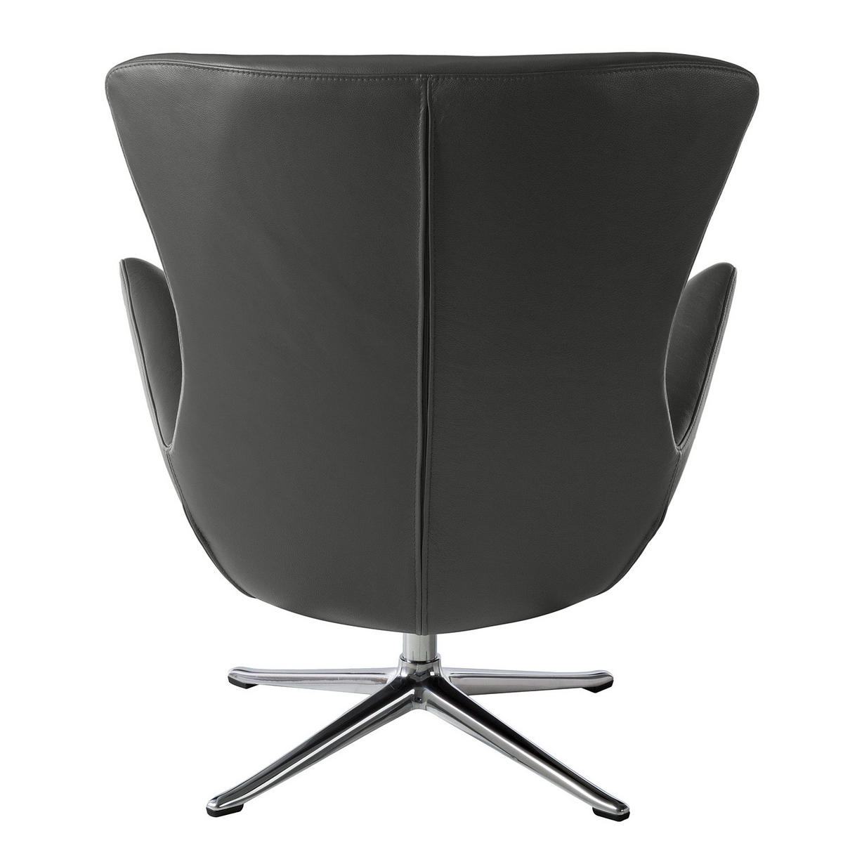 SESSEL mit Kreuzfuß - Chromfarben/Grau, Leder/Metall (84/99/96cm) - home24