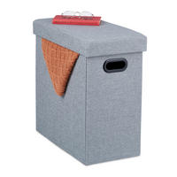 SITZHOCKER - Grau, Holzwerkstoff/Textil (48.5/49/27cm) - Relaxdays