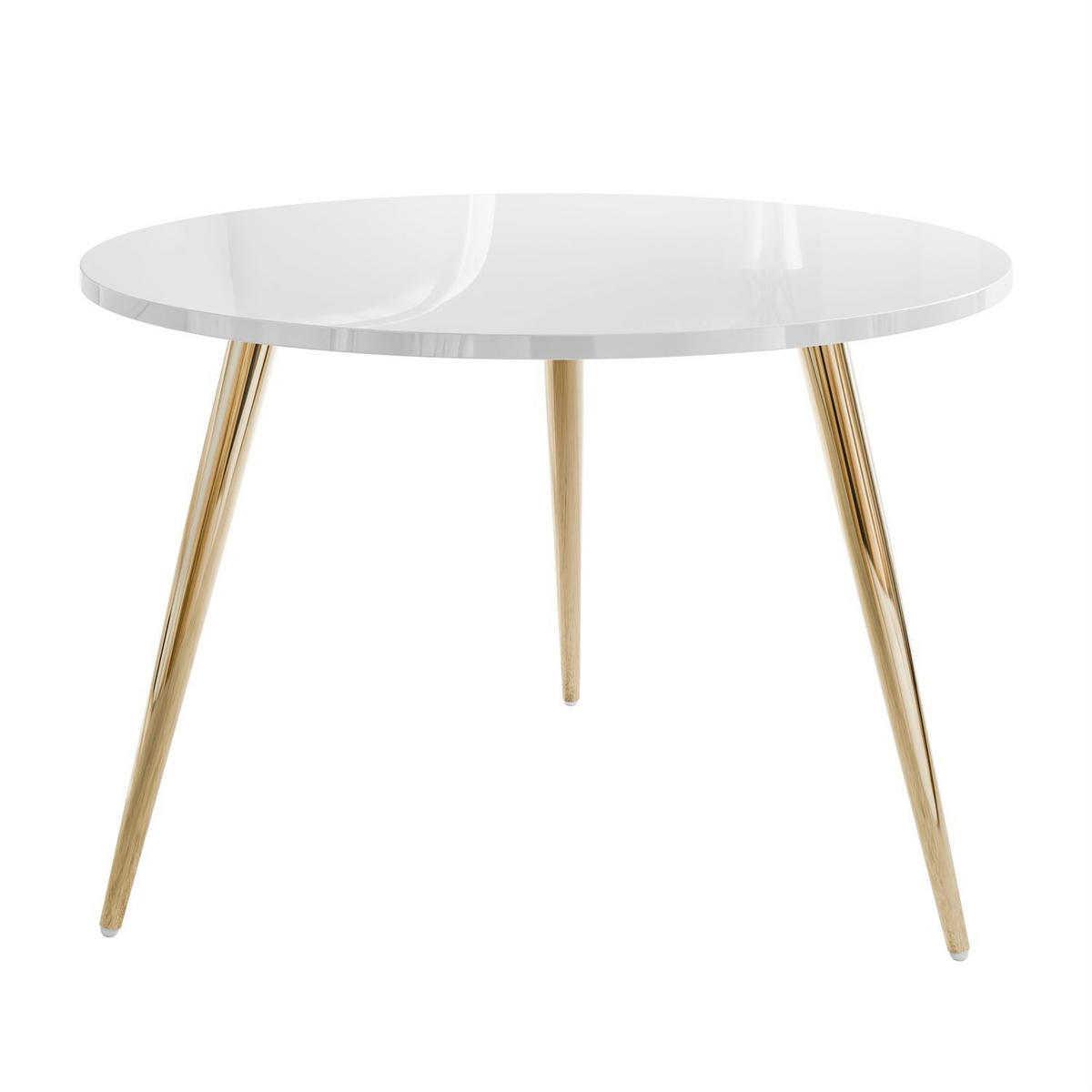 COUCHTISCH SOLEIL II, rund und glänzend, auf goldenen Beinen und Weiß Hochglanz - Weiß, Holzwerkstoff (60/60/47cm) - Lookway
