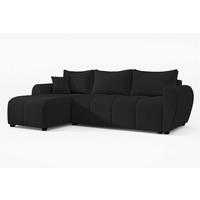 ECKSOFA L Form Malatya Schwarz 246/145/82 cm stilvolle mit Schlaffunktion L - Schwarz, Kunststoff/Textil (145/246cm) - AX Living
