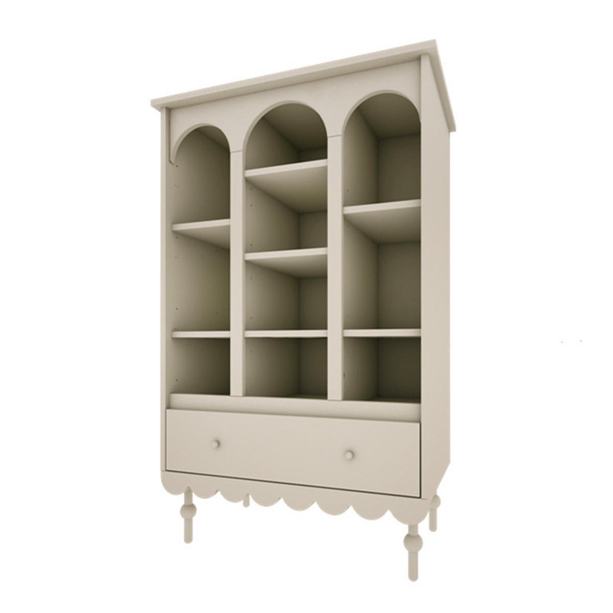 KNIHOVNA Babushka Olive - zelená barva, kompozitní dřevo (84/140/35cm) - Petits-meubles