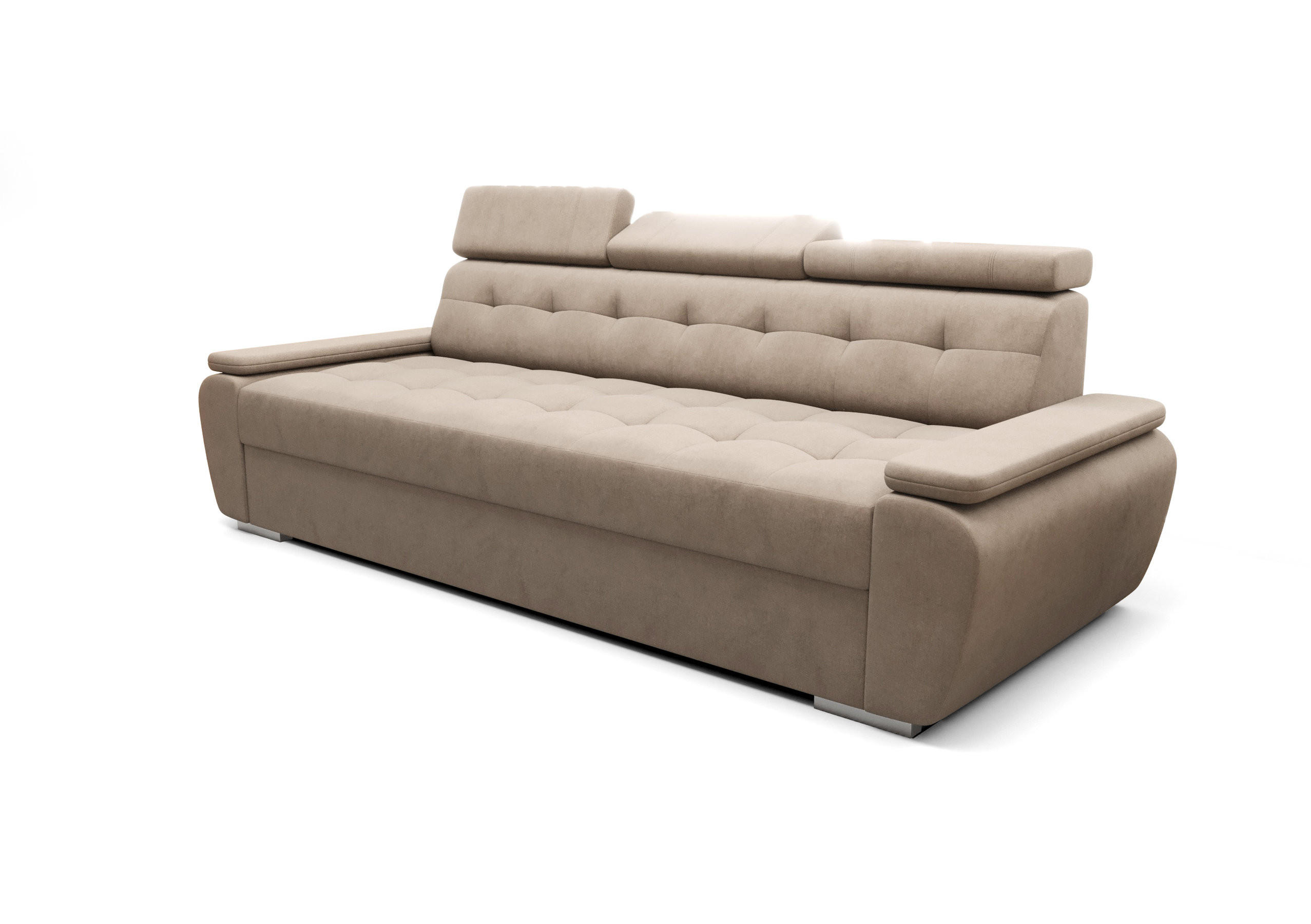 SCHLAFSOFA KONGO 01, Sofa mit Schlaffunktion, Farbe: Beige, Velourstoff - Beige, Textil (230/90/95cm) - O-Sofa