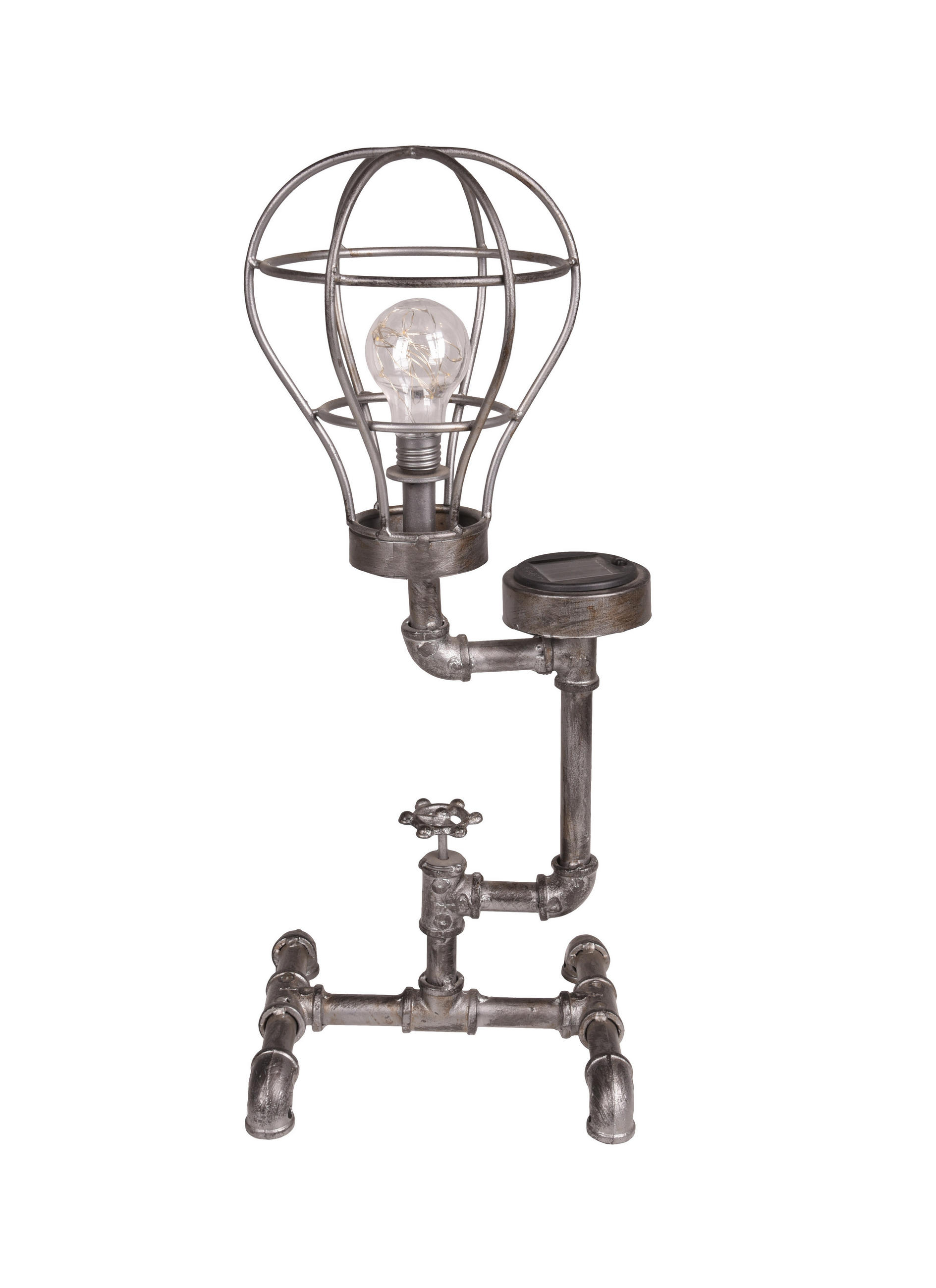 SOLAR-LEUCHTE Celle Stahl Antik-Silber 56,5x21x23cm - Silberfarben, Metall (23/21/56.5cm) - DELUKE