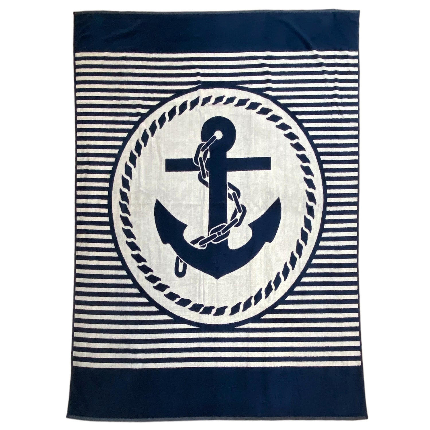 STRANDTUCH Frottee Velours Jacquard Baltimore 140x180 400g/m² - Blau, Textil (140/180cm) - LE COMPTOIR DE LA PLAGE