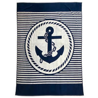 STRANDTUCH Frottee Velours Jacquard Baltimore 140x180 400g/m² - Blau, Textil (140/180cm) - LE COMPTOIR DE LA PLAGE