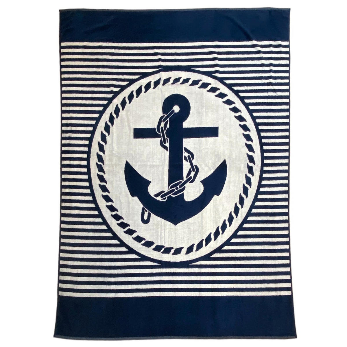 STRANDTUCH Frottee Velours Jacquard Baltimore 140x180 400g/m² - Blau, Textil (140/180cm) - LE COMPTOIR DE LA PLAGE