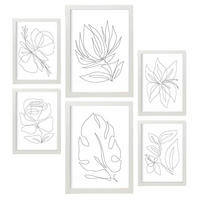 POSTER Set Mit 6 Fairer Fiore In Blume Zusammenfassung Ästhetische Dekorative Gemälde Für Ihr Wohnzimmer, Schlafzimmer, Zuhause A3 & A4 Weißer Rahmen - Weiß, Papier (29/3cm) - Nacnic