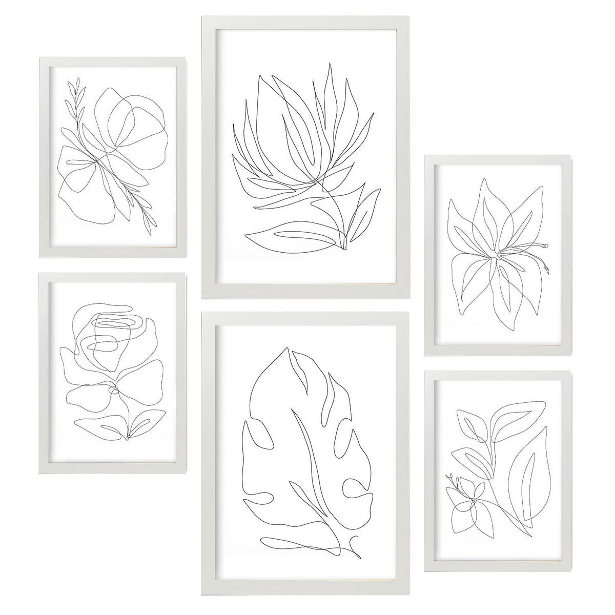 POSTER Set Mit 6 Fairer Fiore In Blume Zusammenfassung Ästhetische Dekorative Gemälde Für Ihr Wohnzimmer, Schlafzimmer, Zuhause A3 & A4 Weißer Rahmen - Weiß, Papier (29/3cm) - Nacnic