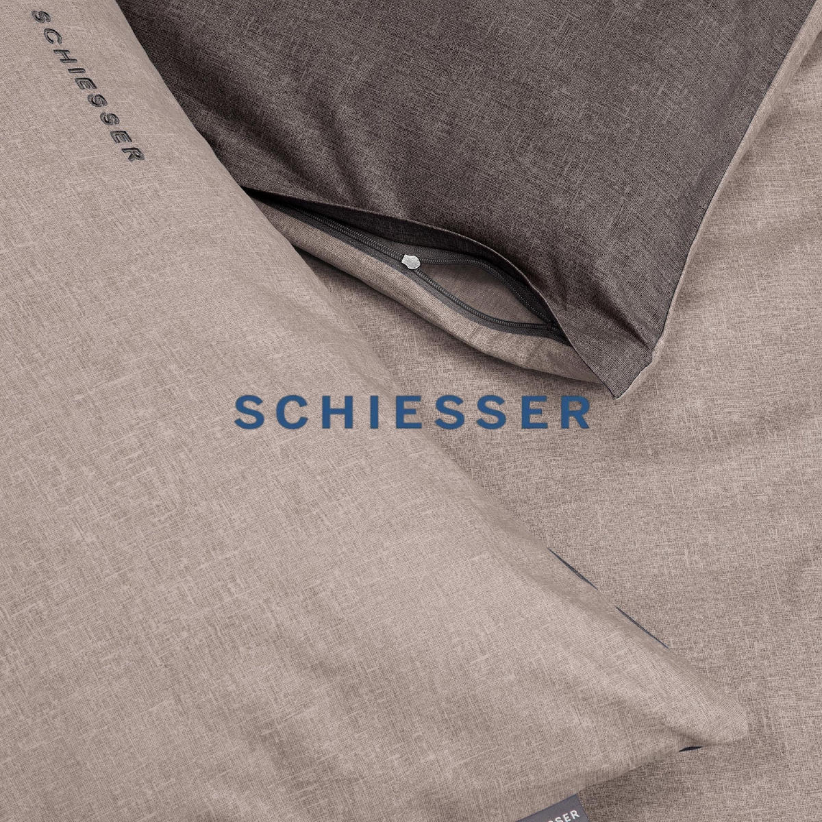 BETTWÄSCHESET Doubleface - Renforcé - 2-teilig - 155 x 220 cm - Taupe-Dunkelgrau - Dunkelgrau, Textil (155/220cm) - SCHIESSER