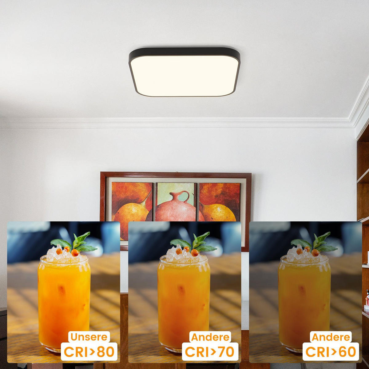 LED-DECKENLEUCHTE Leipzig 4000K-Neutralweiß 27/27/3 cm - Schwarz, Kunststoff (27/27/3cm) - Nettlife