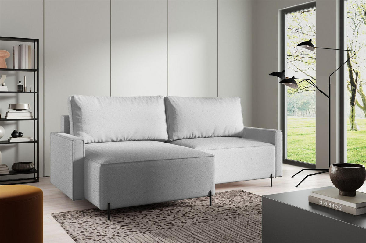 ECKSOFA Braga Mit Schlaffunktion - Hellgrau, Holzwerkstoff/Textil (229/148cm) - Fun Möbel
