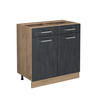 KÜCHENUNTERSCHRANK R-Line Schwarz Beton 80 cm ohne Arbeitsplatte - Honigeiche/Eiche Wotan, Holzwerkstoff (80/81.6/46cm) - Vicco