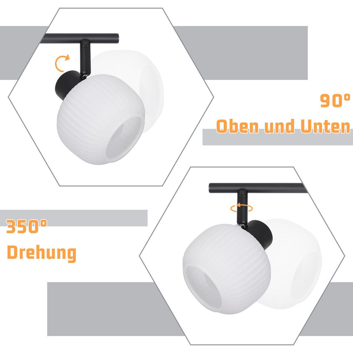 DECKENSTRAHLER Lantra 10/16.5/70 cm - Schwarz, Metall (70/10/16.5cm) - ZMH