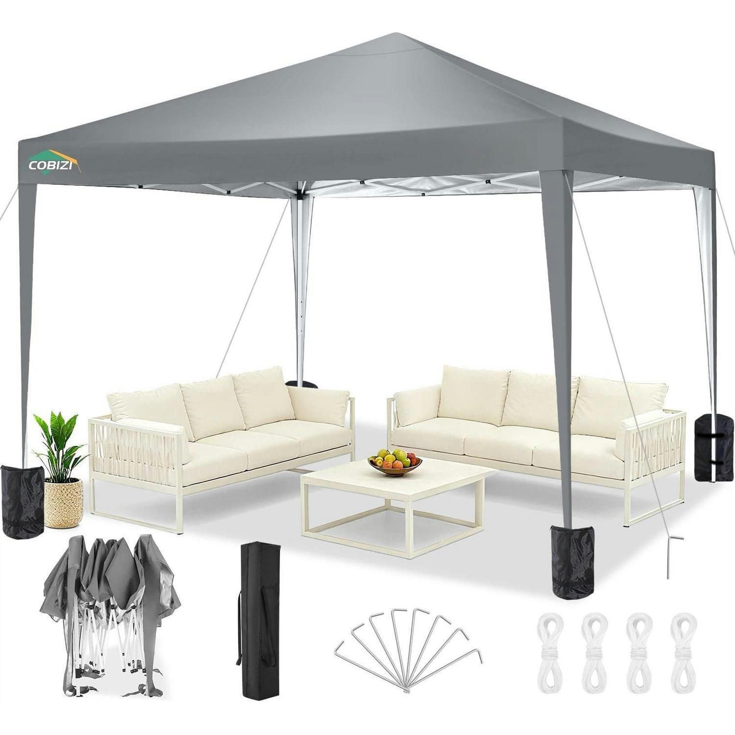 FALTPAVILLON 3x3m Grau Wasserdicht Stabil UV-Schutz - Grau, Textil (300/260/300cm)