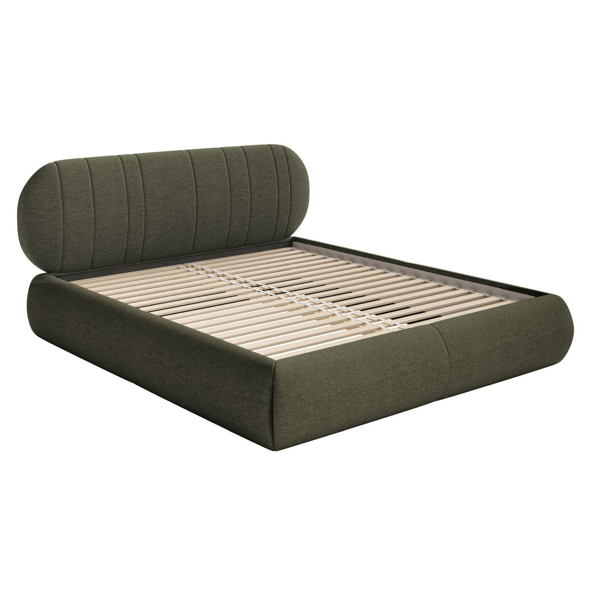POLSTERBETT Asmelio Khaki 160x200 cm - Grün, Holz/Textil (160/200cm) - Selsey