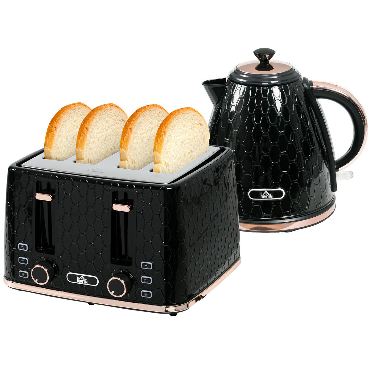 TOASTER mit Wasserkocher DE-07914 Schwarz - Schwarz, Kunststoff (19.5/23.4/24.2cm) - ComfortXL