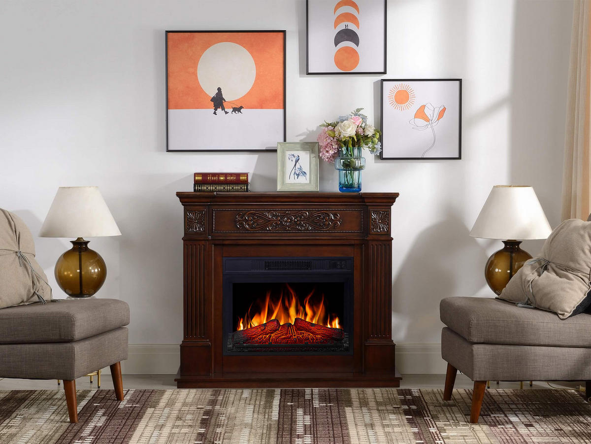 ELEKTROKAMIN Toscana AF23S Rotbraun – Breite 107 cm, 3D-Flammeneffekt, LED-Beleuchtung, Heizfunktion - Braun, Glas/Holzwerkstoff (106.6/92.5/37cm) - ArtiFlame