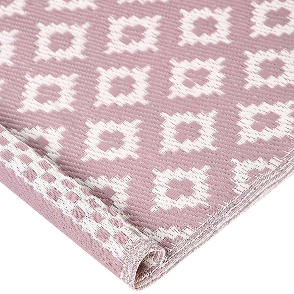 OUTDOORTEPPICH Thane 180/120 cm - Pink/Weiß, Kunststoff (120/180cm) - Beliani
