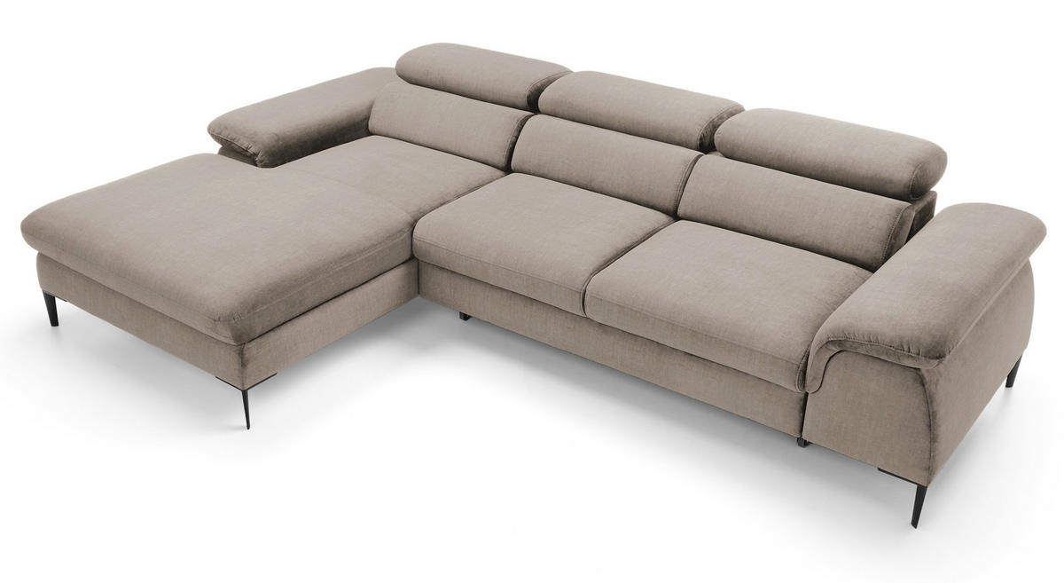 ECKSOFA L-Form 290 cm Amaro M mit Schlaffunktion, Links, Dunkelbeige - Cappuccino, Holz (288/182cm) - Emporius