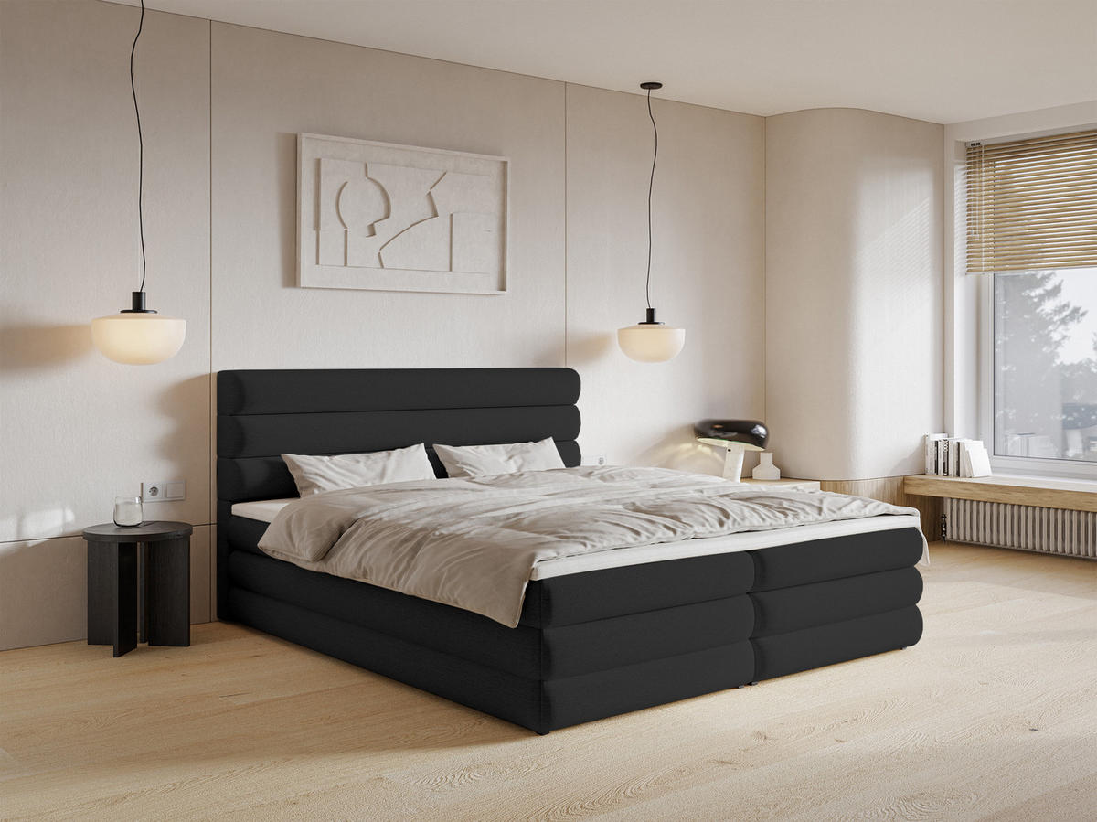 BOXBETT Alegre Schwarz Chenille 160/200 cm - Schwarz, Kunststoff/Textil (160/200cm) - Selsey