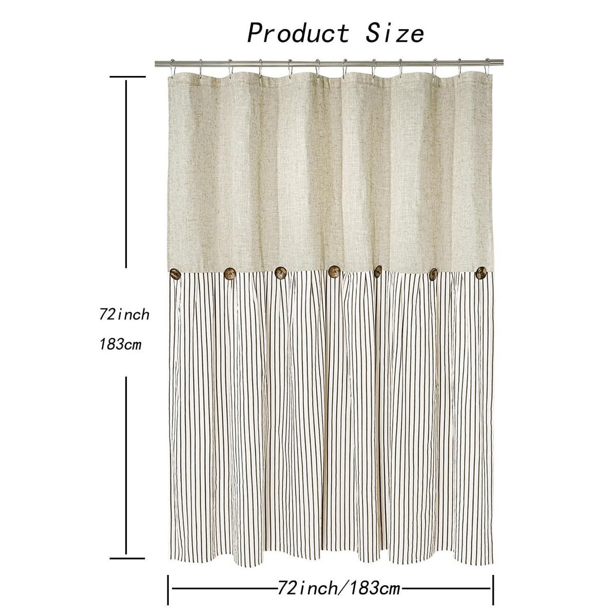 DUSCHVORHANG Braun Leinen maschinenwaschbar wasserdicht ideal fürs Badezimmer und Badewanne - Braun, Textil (183/183cm) - MCBOSON