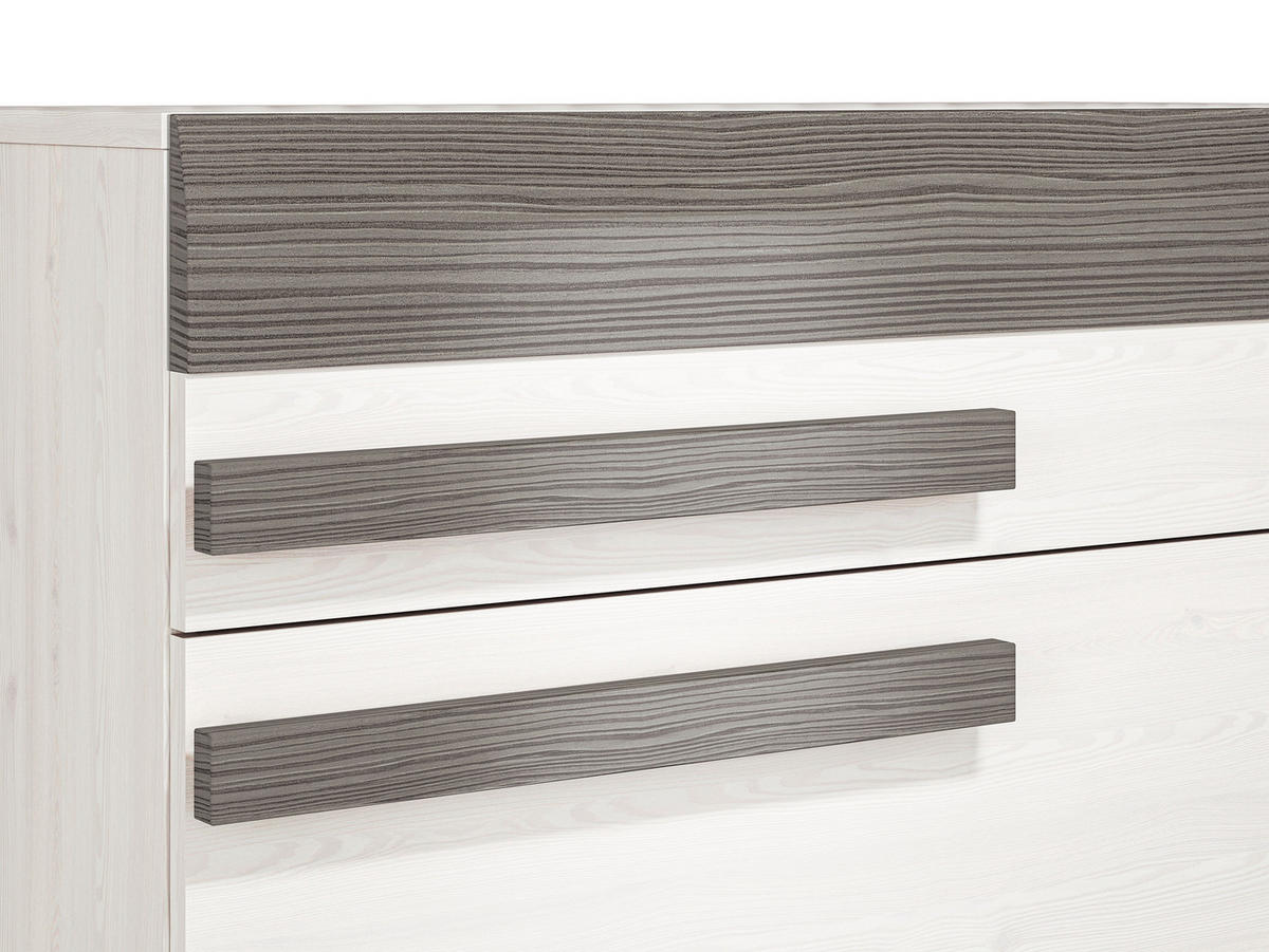 KOMMODE Blanco Pinie weiß / grau 86 / 42 / 96cm - Weiß, Holz/Holzwerkstoff (86/96/42cm) - Feldmann-Wohnen