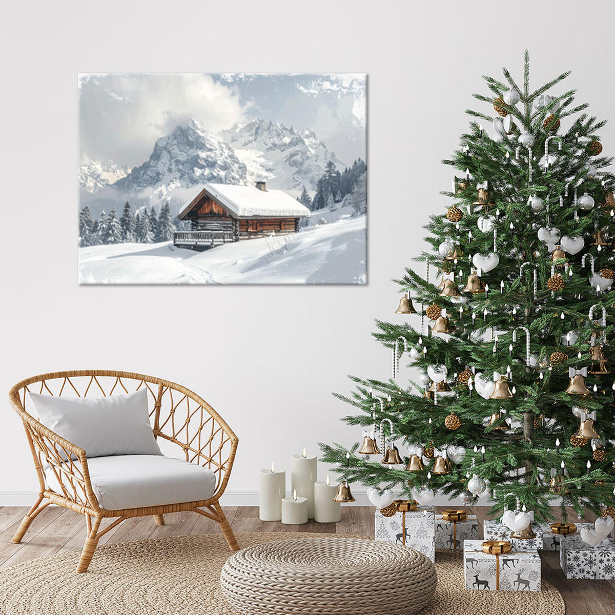 LEINWANDBILD Weihnachten 120x80cm - Weiß, Textil (120/80cm) - Feeby