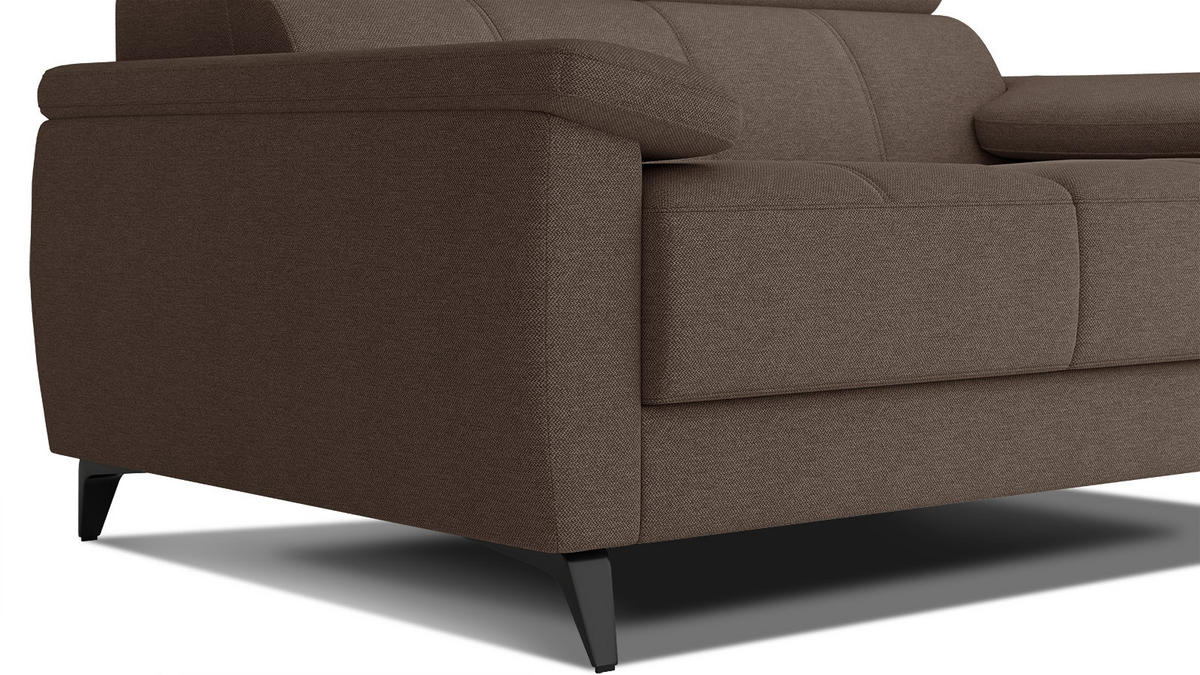 SOFA TAUNUS 2-Sitzer, braun - Schwarz/Braun, Holzwerkstoff/Textil (141/80/102cm) - Courtois Laville