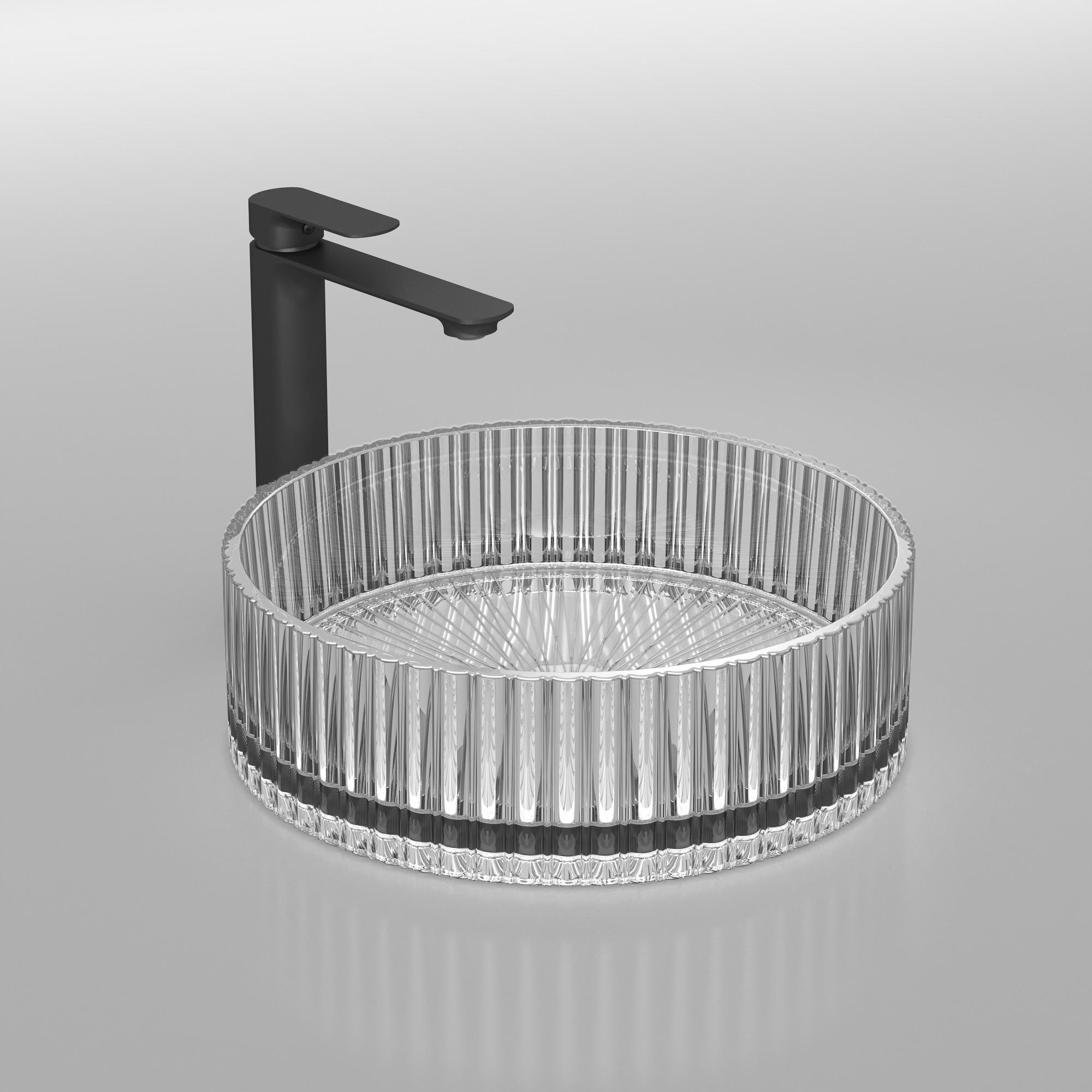 WASCHBECKEN Klarglasspüle Grau Ø40 / 12 cm - Transparent, Glas (40/12/40cm) - EMKE