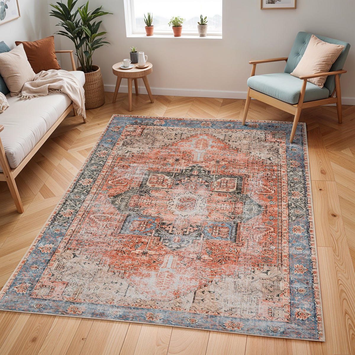TEPPICH Maschinenwaschbar 200/275 cm Red - Orange, Naturmaterialien/Textil (200/275cm) - LIVABLISS