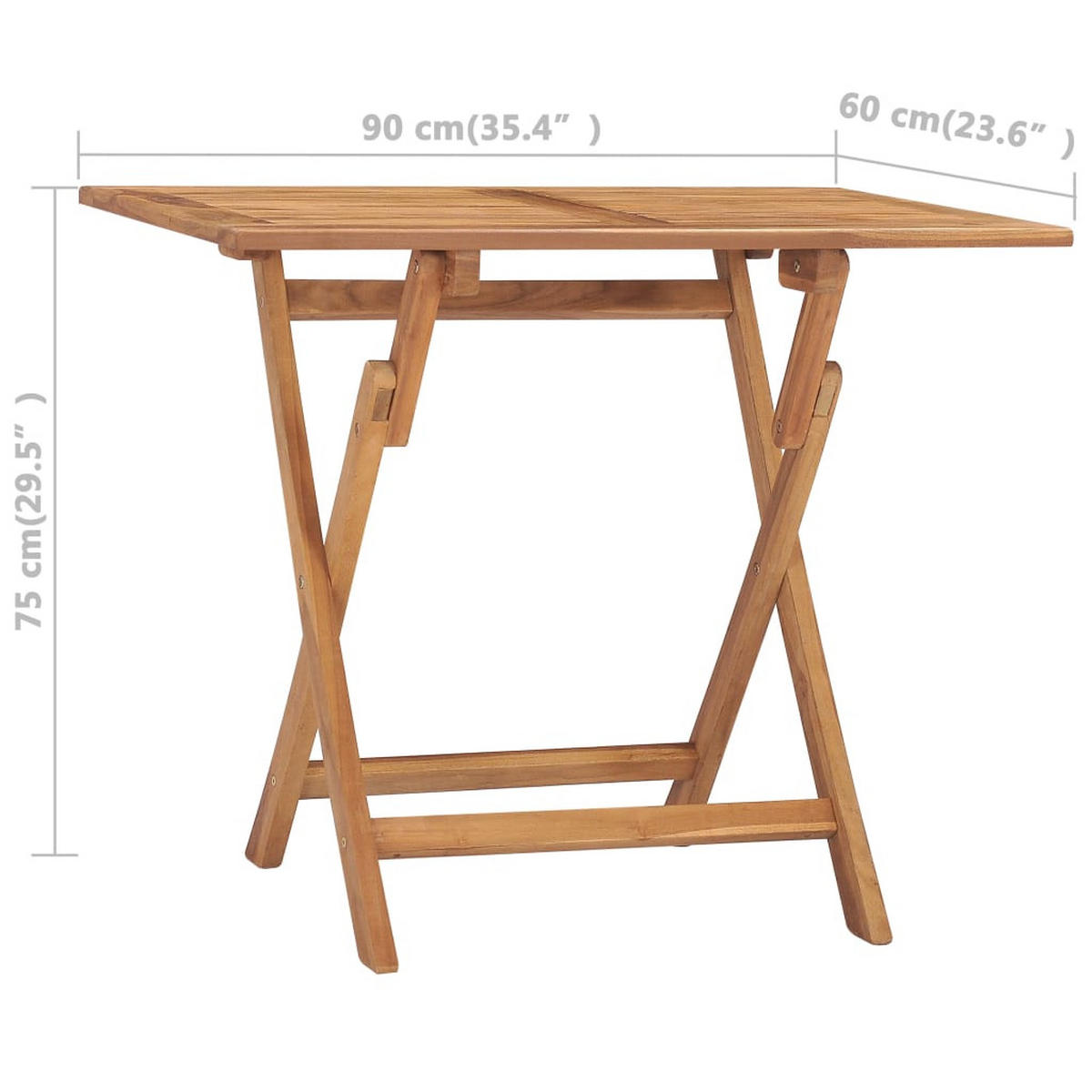 KLAPPBARER Garten-Esstisch 90/60/75 Cm Massivholz Teak - Braun, Holz (90/60/75cm) - vidaXL