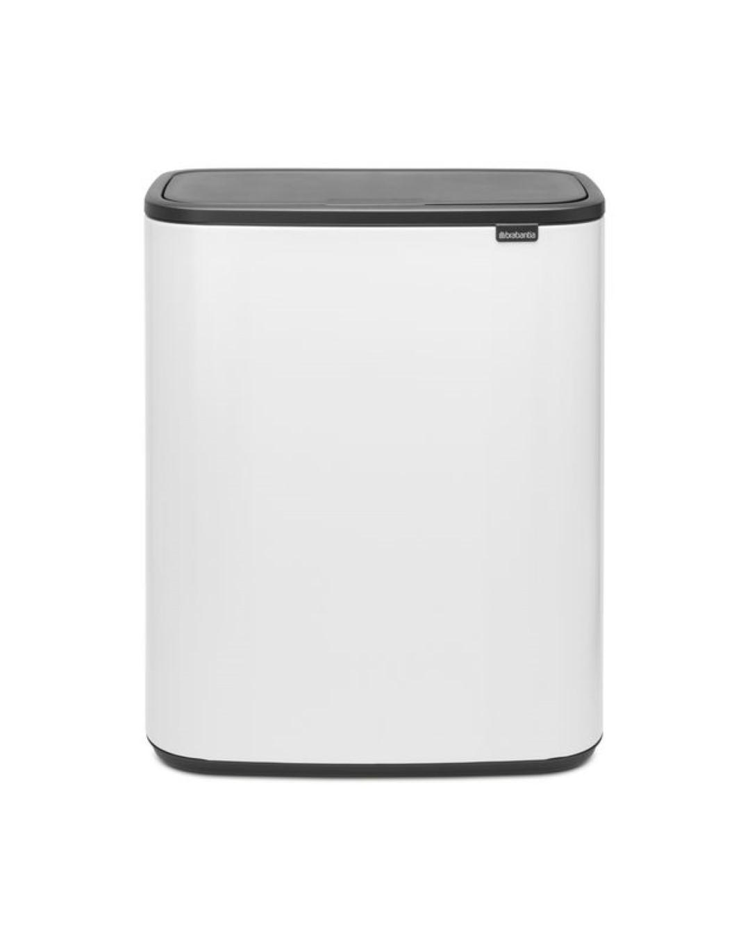 MÜLLEIMER Hochwertiger Mit Touch Öffnung 2 x 30 Liter 65,6 x 54,5 x 31 cm Weiß - Weiß, Metall (54.5/65.6/31cm) - PROREGAL