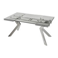 ESSTISCH ausziehbar - 6 bis 8 Personen - Sicherheitsglas & Metall - VELIKA - Transparent, Glas (240/90/76cm) - Vente-Unique