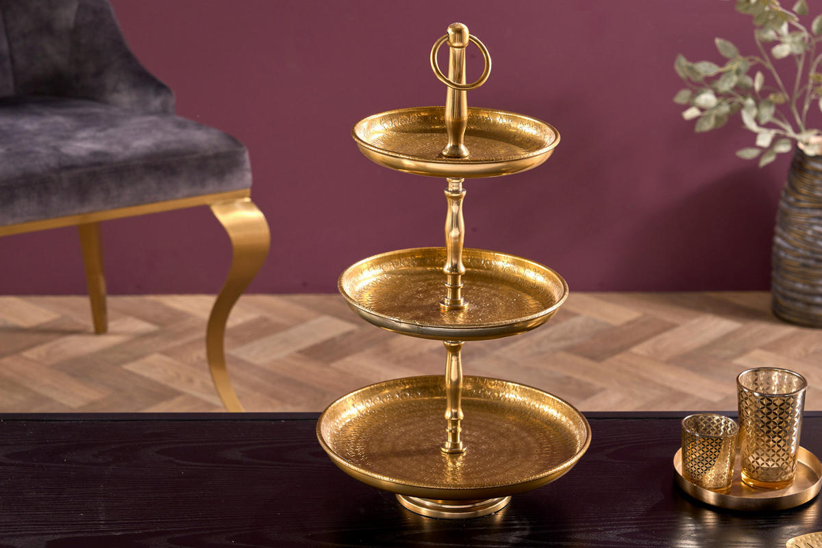 ETAGERE ORIENT Metall Gold 50 cm - Goldfarben, Metall (26/47cm) - riess-ambiente
