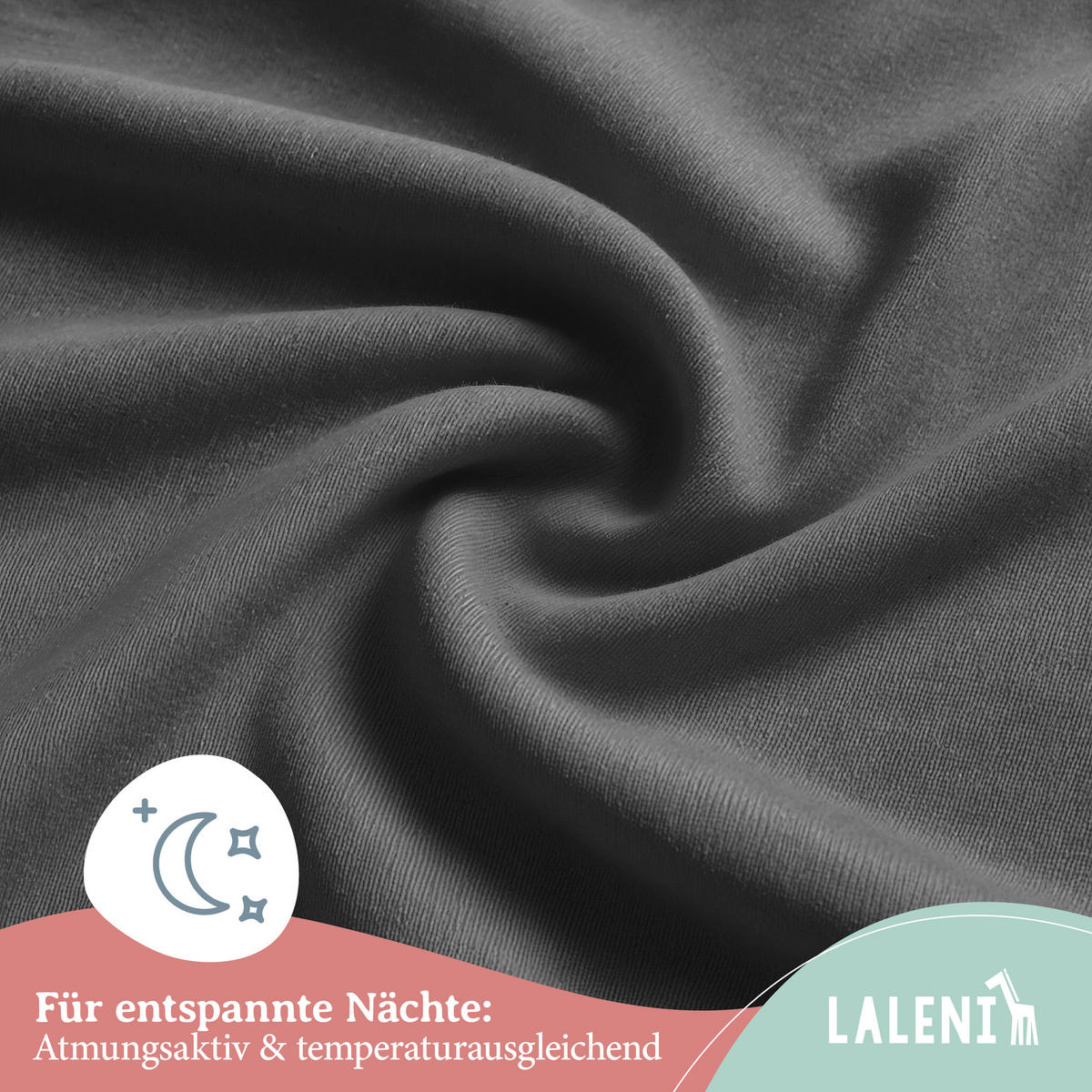 SPANNBETTLAKEN für Beistellbett & Stubenwagen – 100% Baumwolle, Atmungsaktiv & Weich, 50x89x10 cm, Anthrazit - Anthrazit, Textil (50/89cm) - Laleni