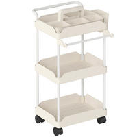 KÜCHENWOLLWAGEN 42x42.5x76cm Weiß mit 3 Kunststoff-Körben, Handtuchstange & Rollen - Weiß, Metall (42.5/76/42cm) - Modfu