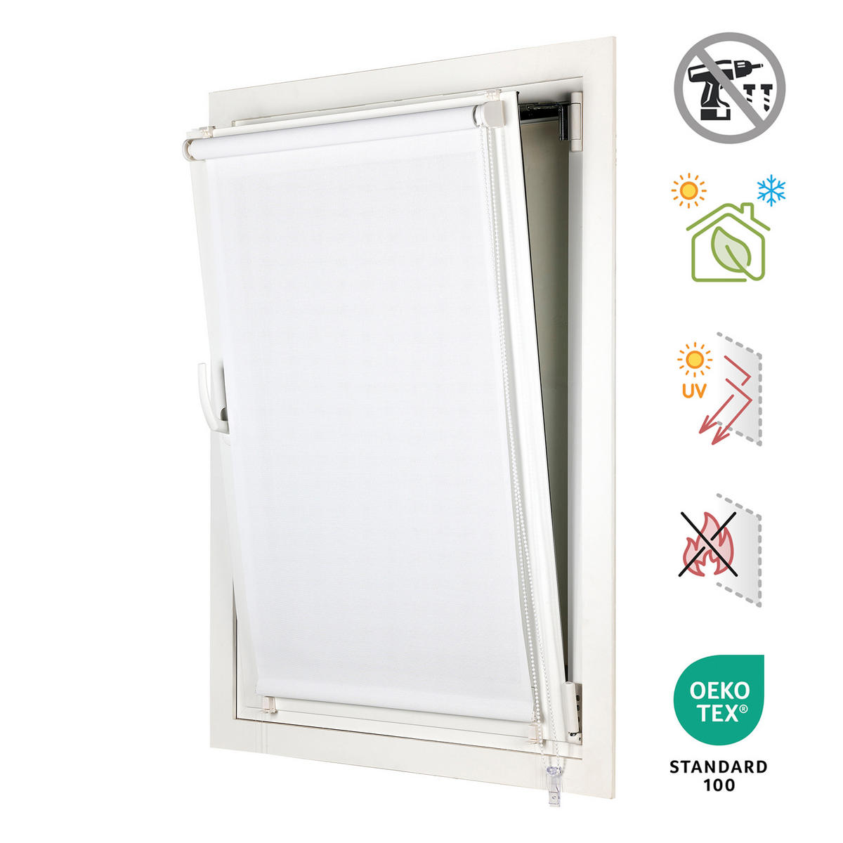 SCREEN-ROLLO without drilling Weiß,45X180 - Weiß, Kunststoff (45/180cm) - STORESDECO