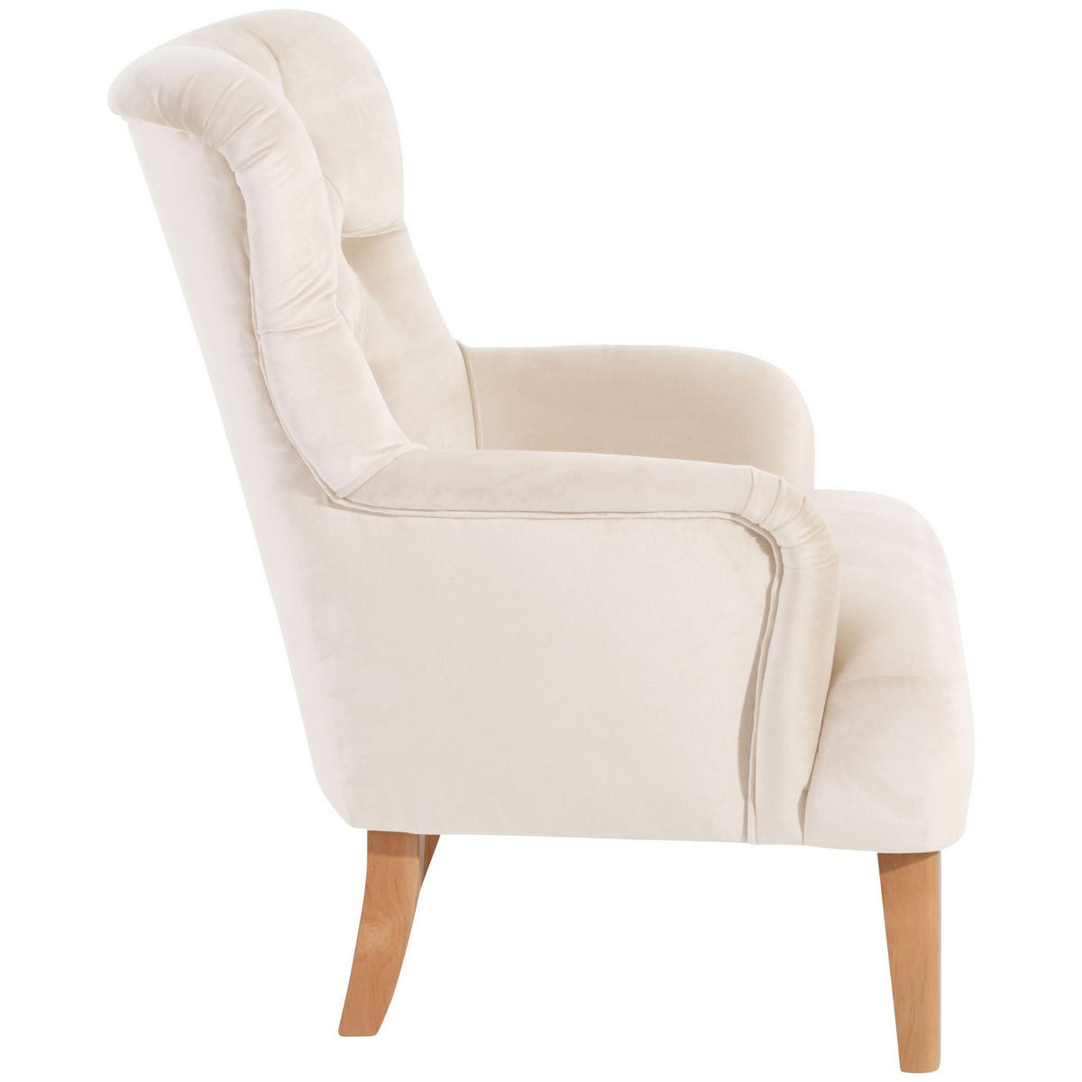 SESSEL Kaiya Bezug Samtvelours Buche natur / creme - Weiß, Kunststoff (71/97/82cm) - 58aufmkessel