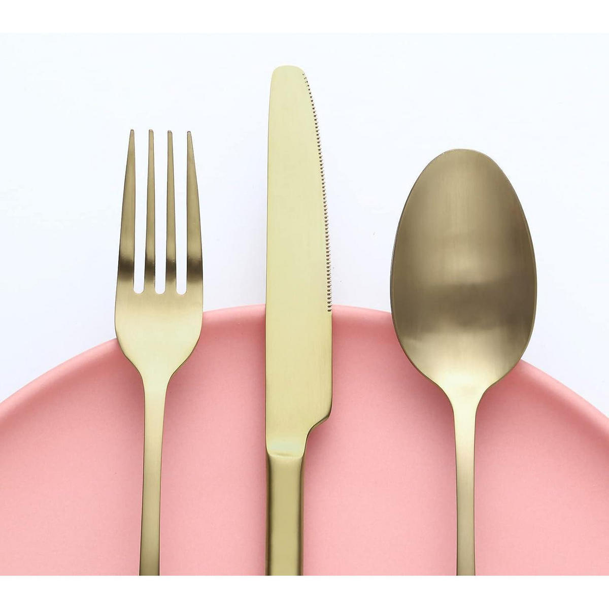 BESTECKSET 24-teilig Champagner Gold Matt - Goldfarben, Metall